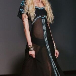 Free People | Dresses | Nwot Free People Isis Beaded Black Sheer Maxi Dress  Festival Size 6 | Poshmark